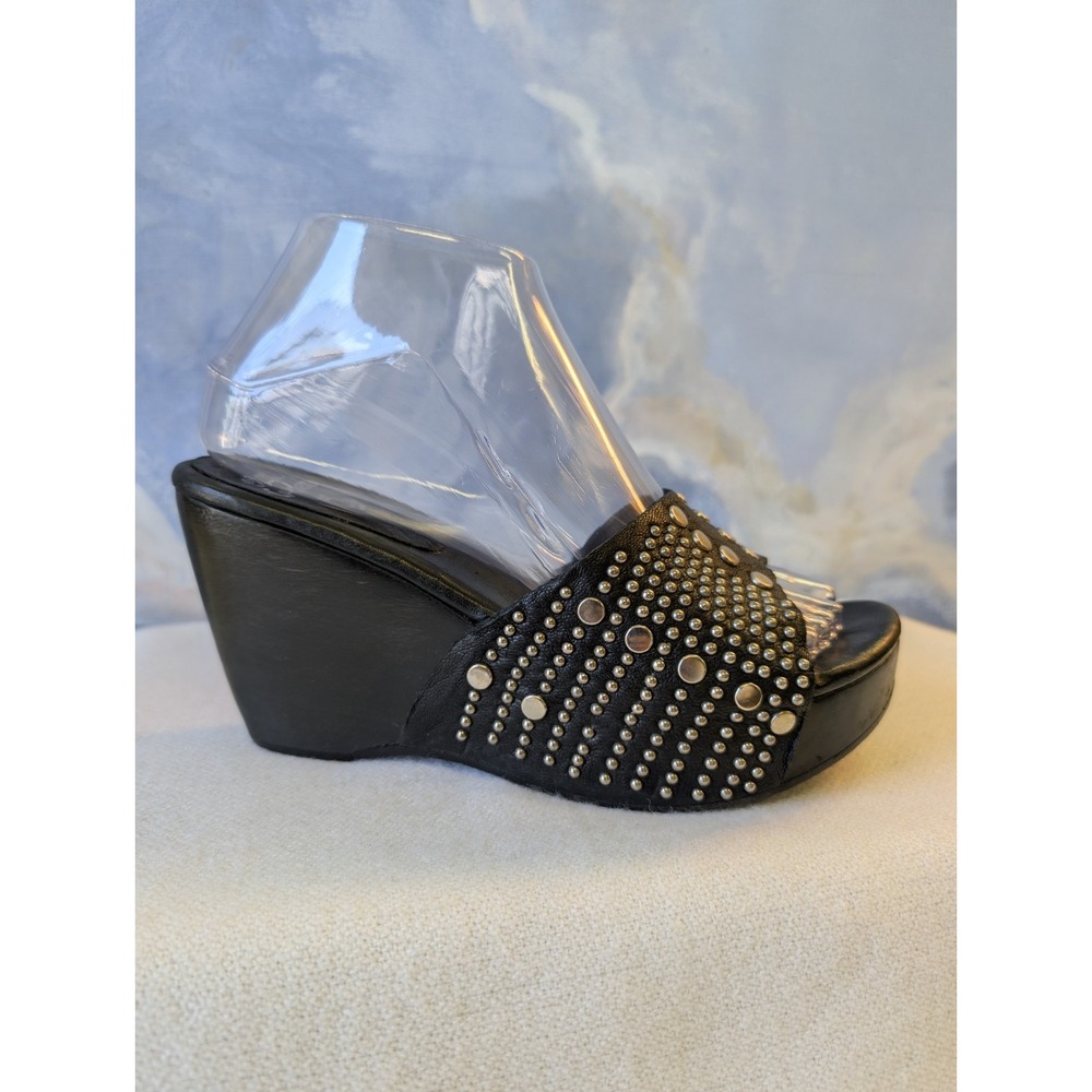 Calleen Cordero 7.5 Studded Leather Wood Wedge Sandals